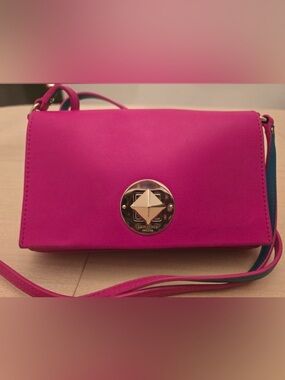 Kate Spade Newbury Lane Sally Twist Lock Crossbody Bag Pink Leather EUC